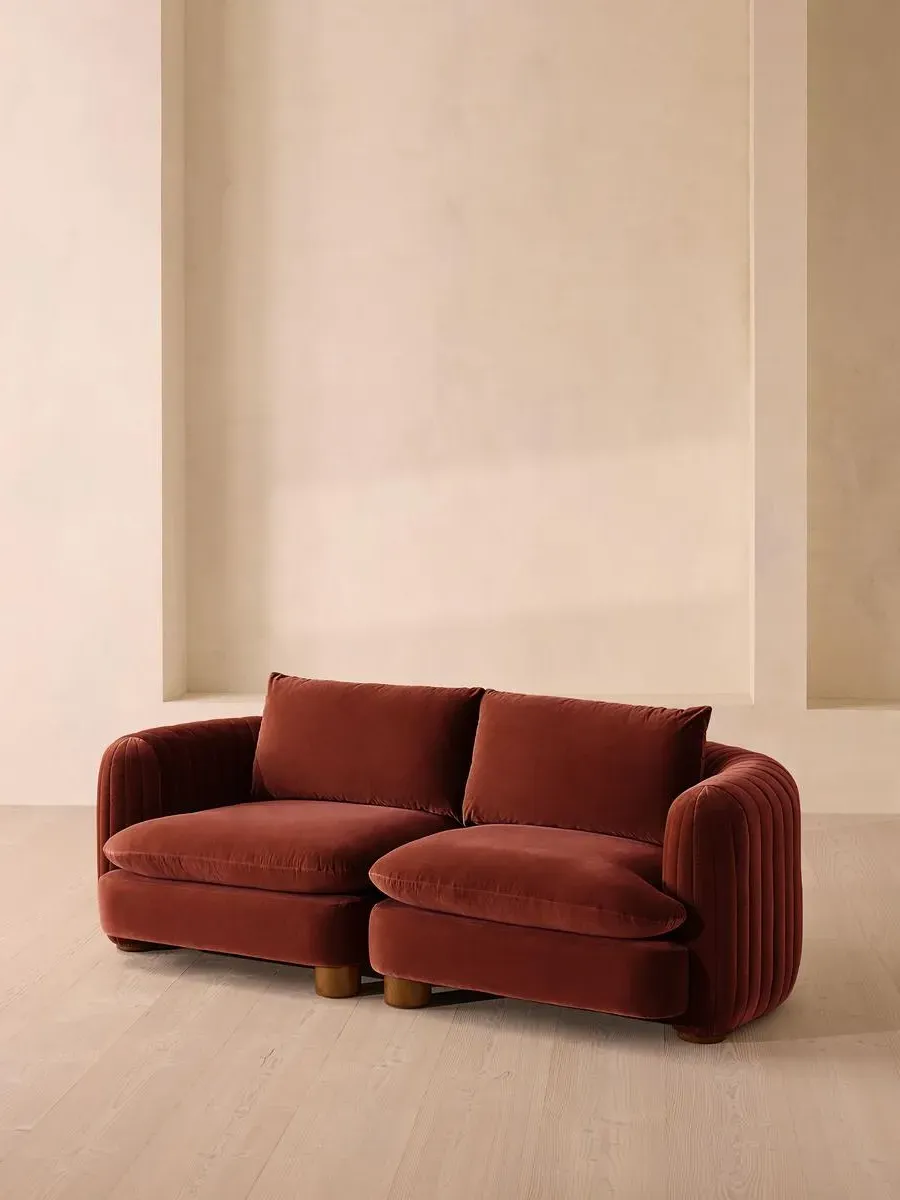 3-Seater Modular Sofa Deep Sit - Rust, Velvet