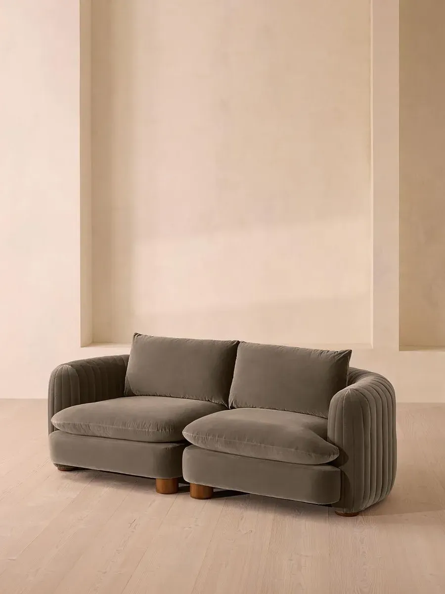 3-Seater Modular Sofa Deep Sit - Taupe, Velvet