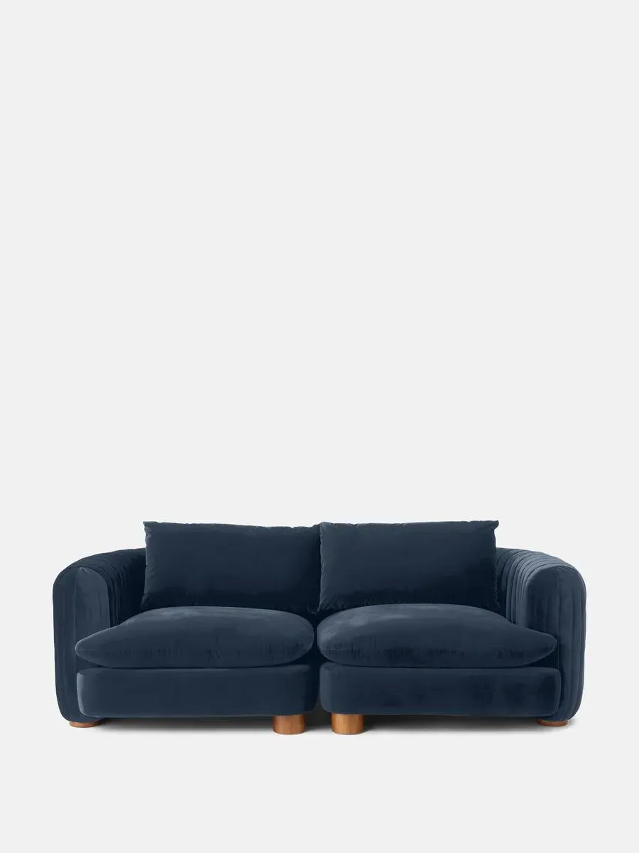3-Seater Modular Sofa - Grey Blue, Velvet