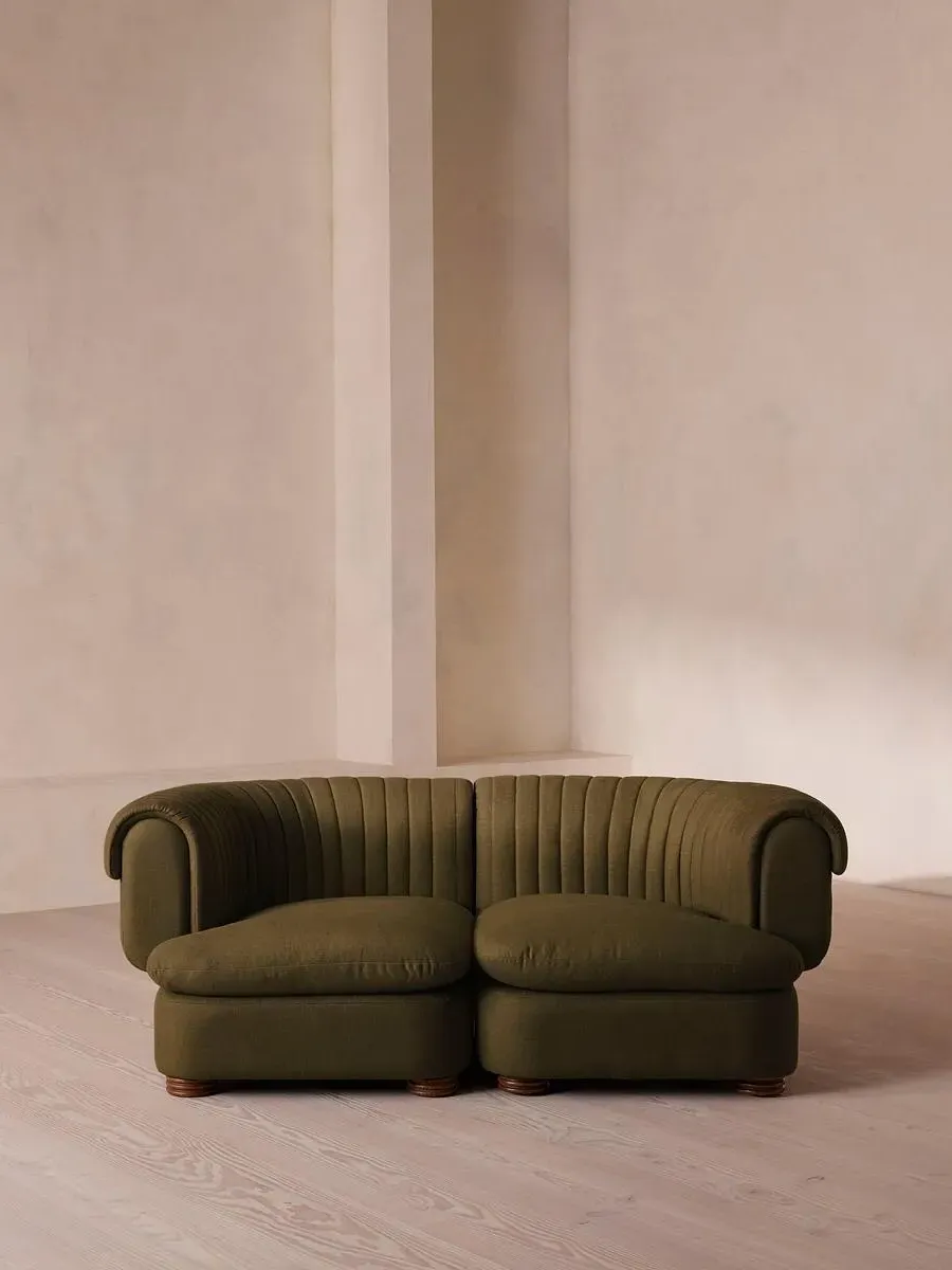 3-Seater Modular Sofa - Olive, Linen