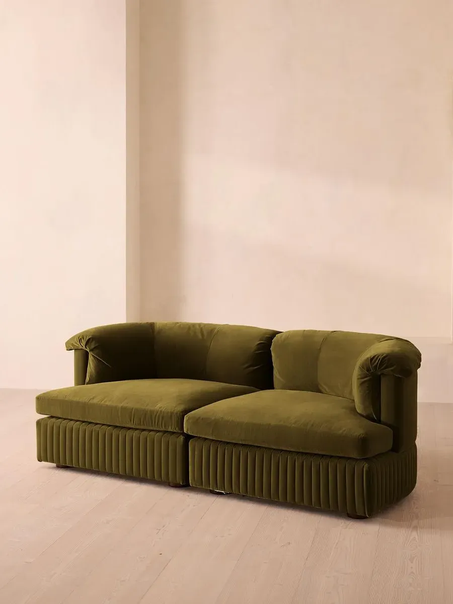 3-Seater Modular Sofa - Olive, Velvet