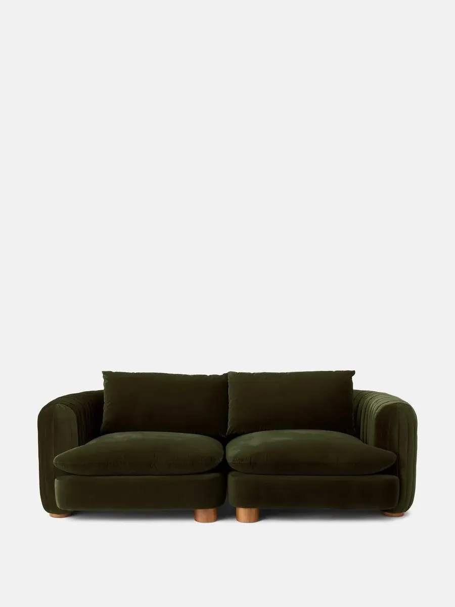 3-Seater Modular Sofa - Olive, Velvet