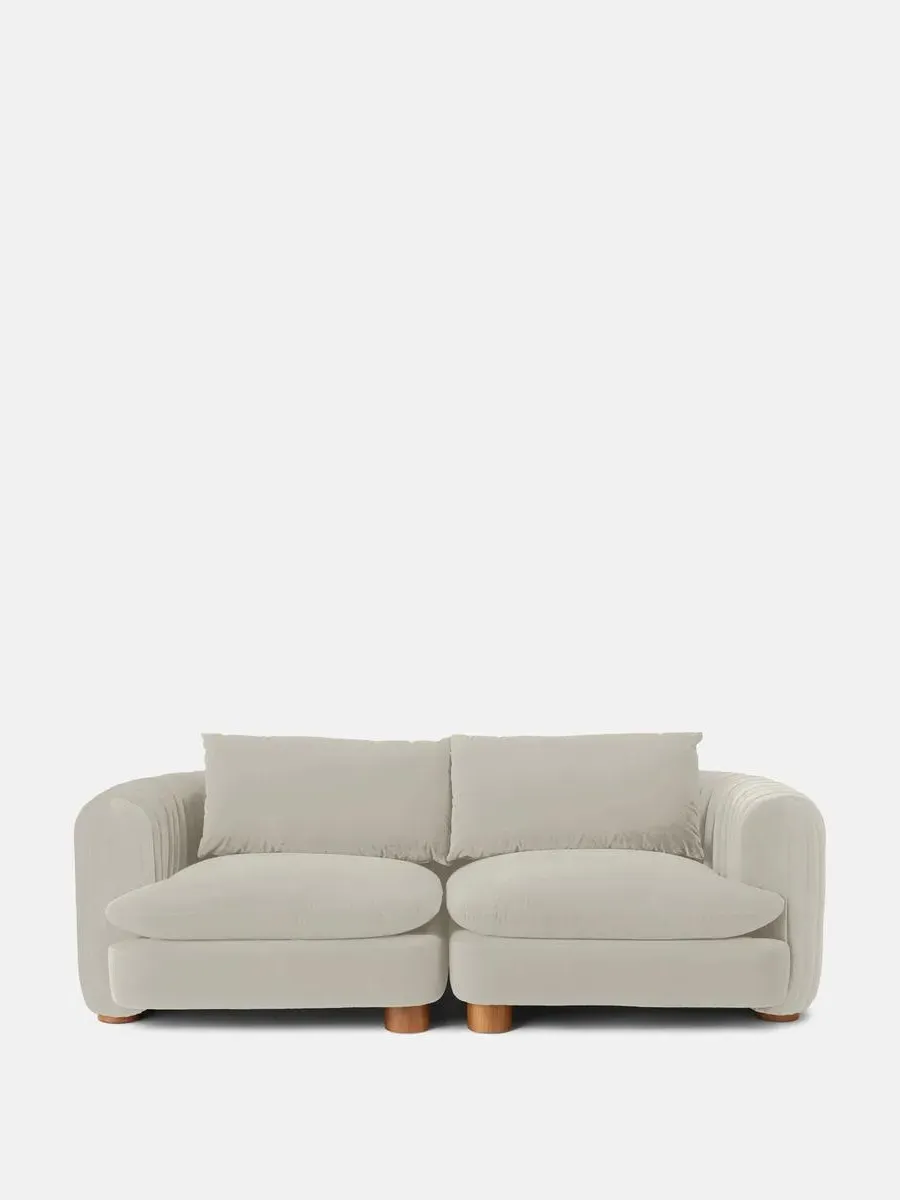 3-Seater Modular Sofa - Porcelain, Velvet