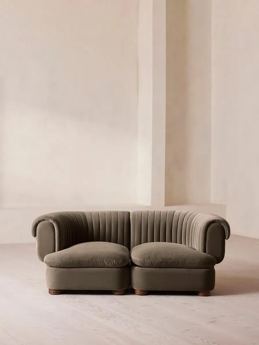 3-Seater Modular Sofa - Taupe, Velvet