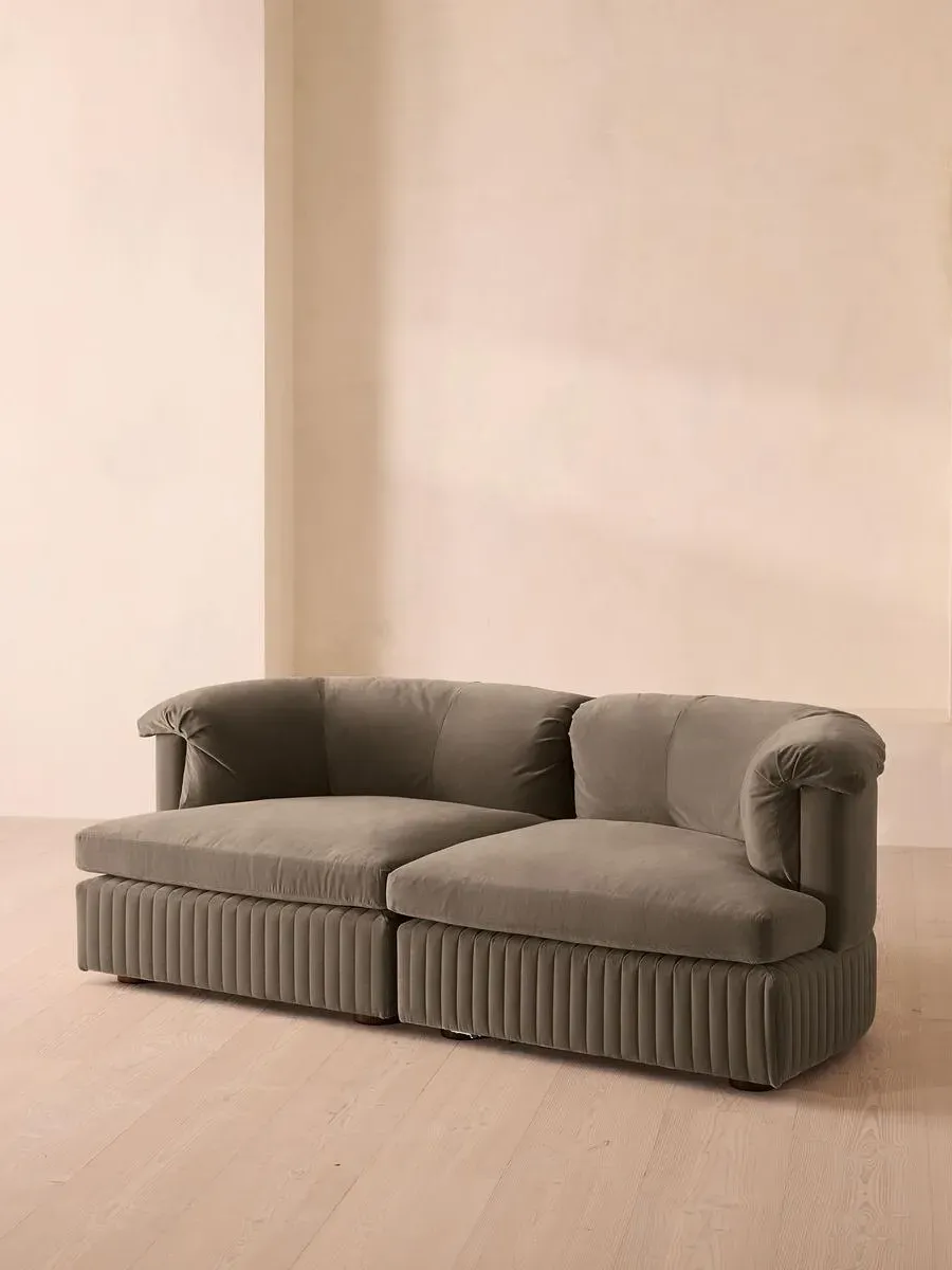 3-Seater Modular Sofa - Taupe, Velvet