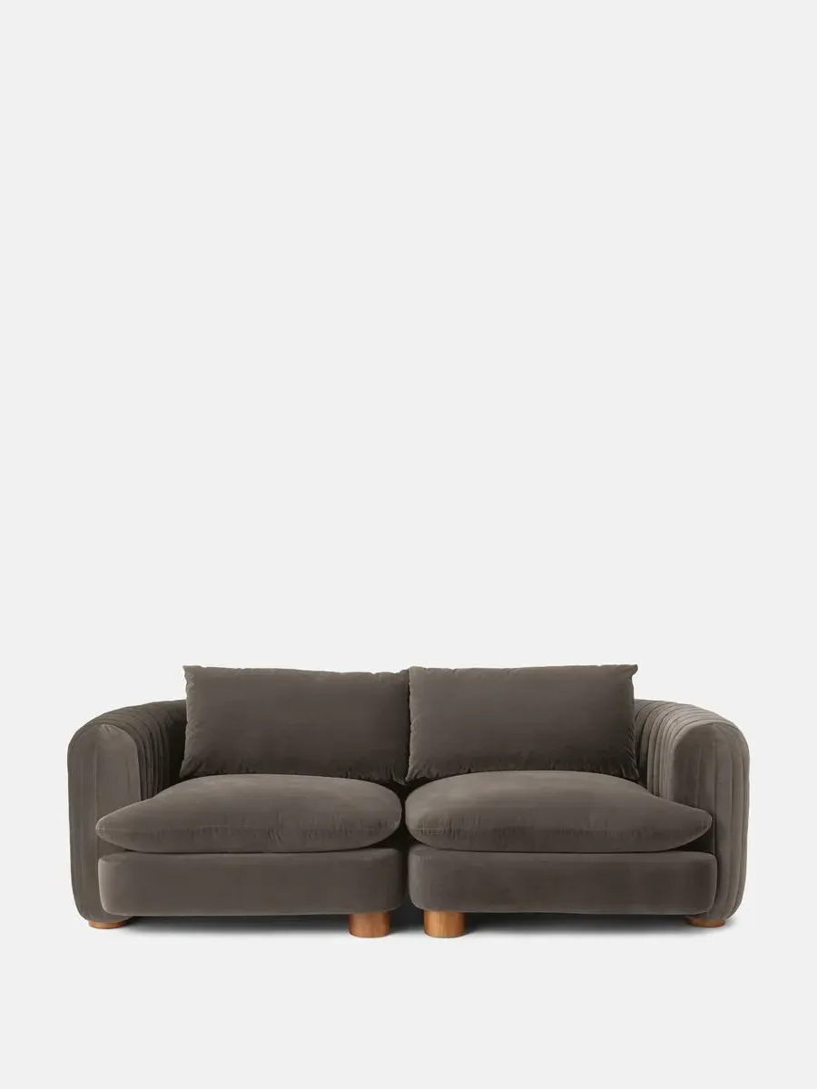 3-Seater Modular Sofa - Taupe, Velvet
