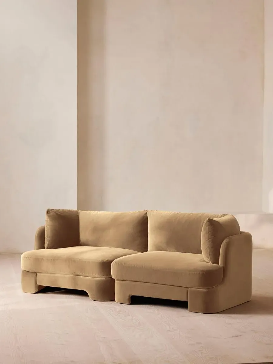 3-Seater Modular Sofa with Arch Back - Camel, Velvet image