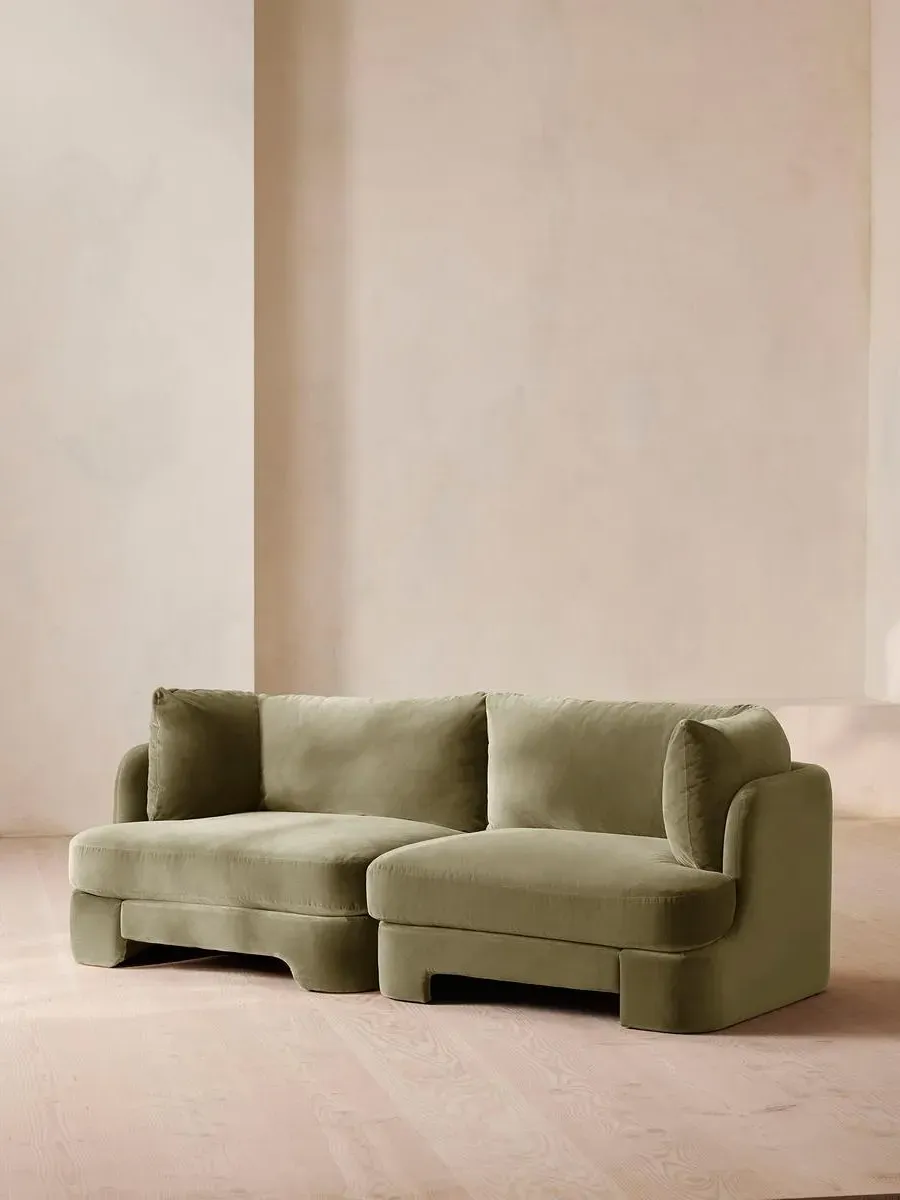 3-Seater Modular Sofa with Arch Back - Lichen, Velvet