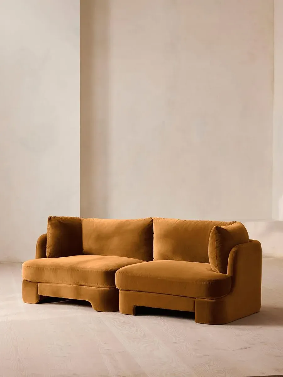 3-Seater Modular Sofa with Arch Back - Mustard, Velvet
