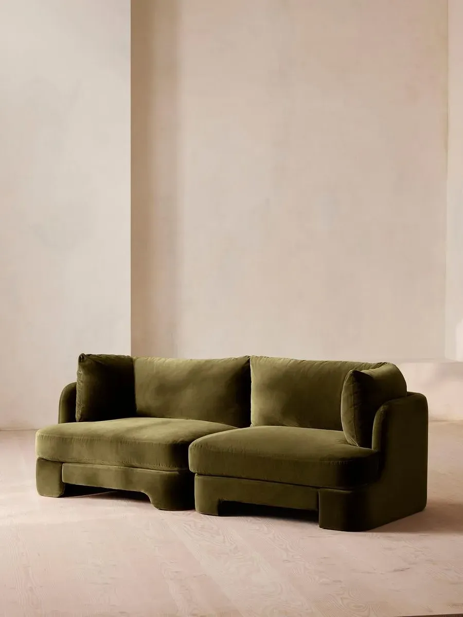 3-Seater Modular Sofa with Arch Back - Olive, Velvet