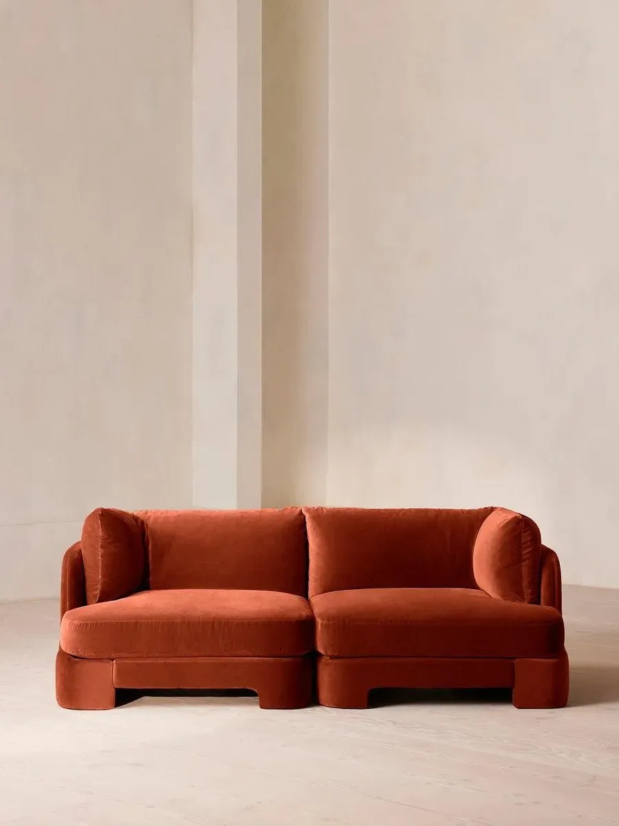 3-Seater Modular Sofa with Arch Back - Rust, Velvet