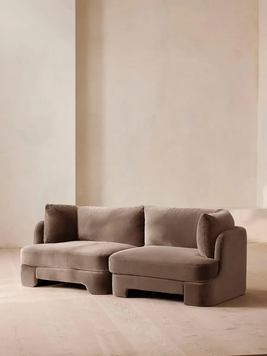 3-Seater Modular Sofa with Arch Back - Taupe, Velvet