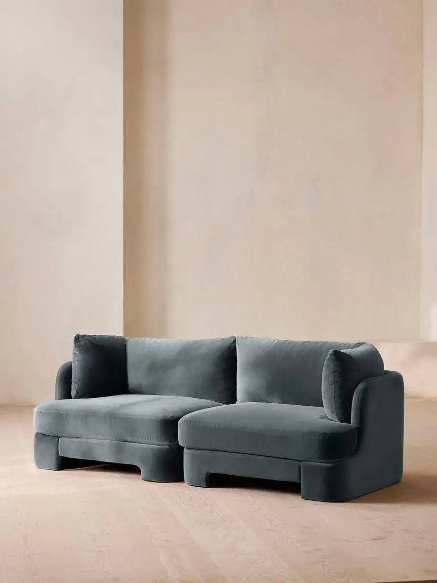 3-Seater Modular Sofa with Deep Sit - Blue, Velvet image