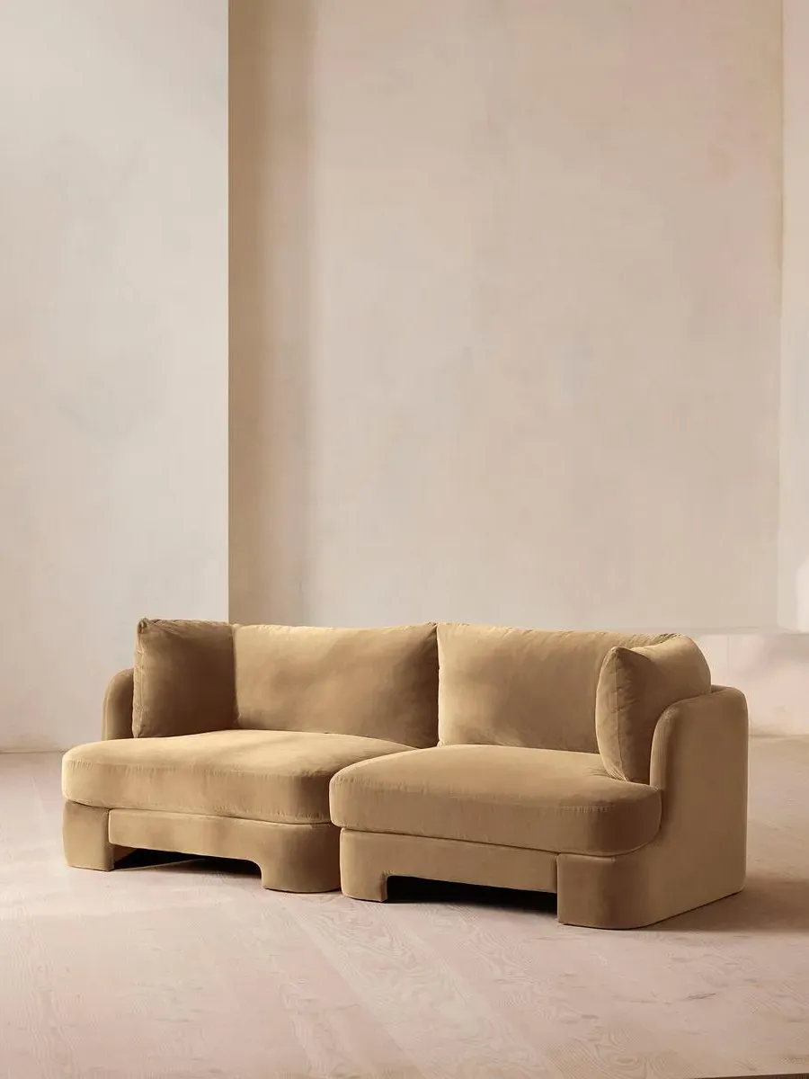 3-Seater Modular Sofa with Deep Sit - Camel, Velvet