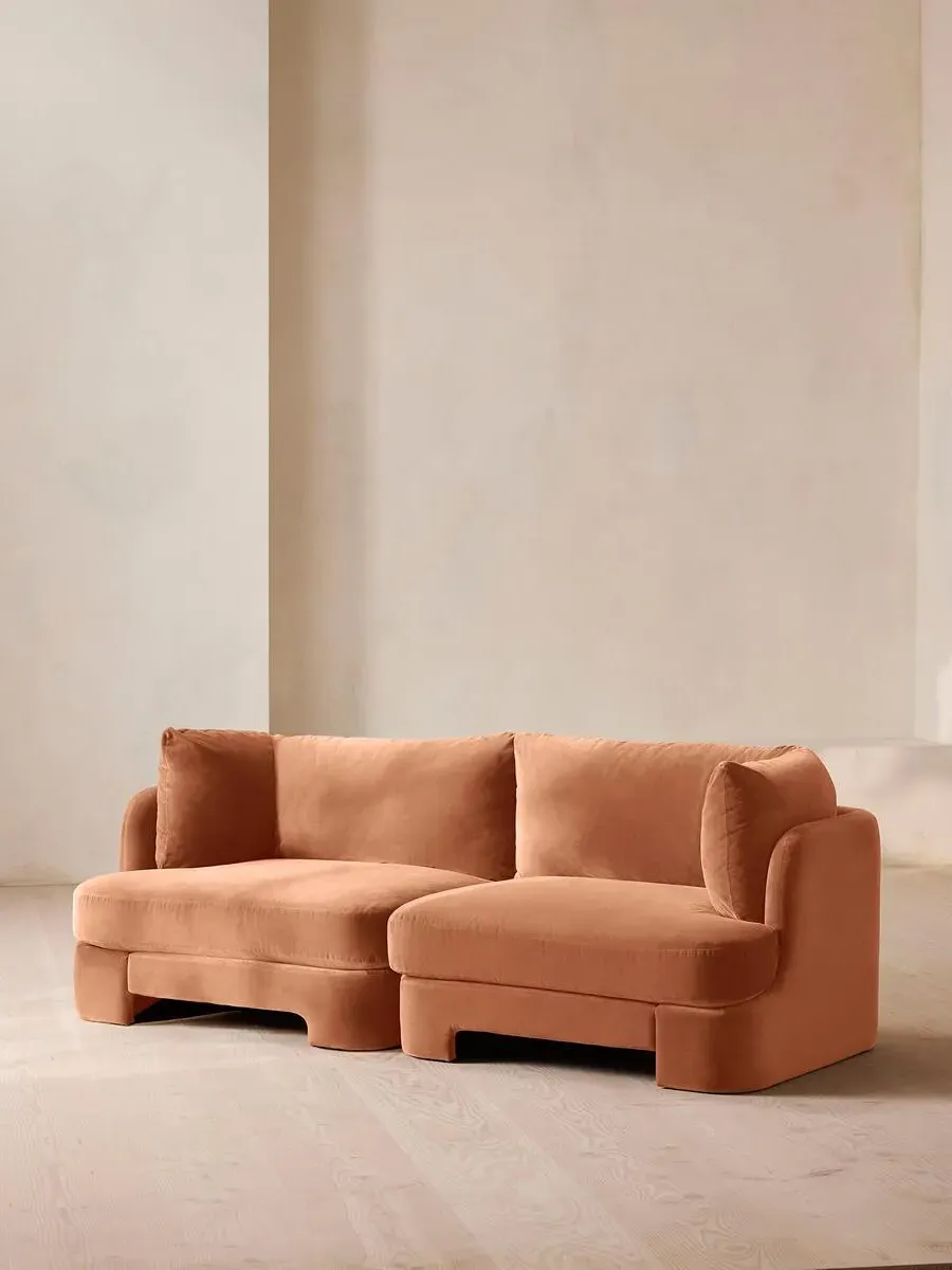 3-Seater Modular Sofa with Deep Sit - Rose, Velvet