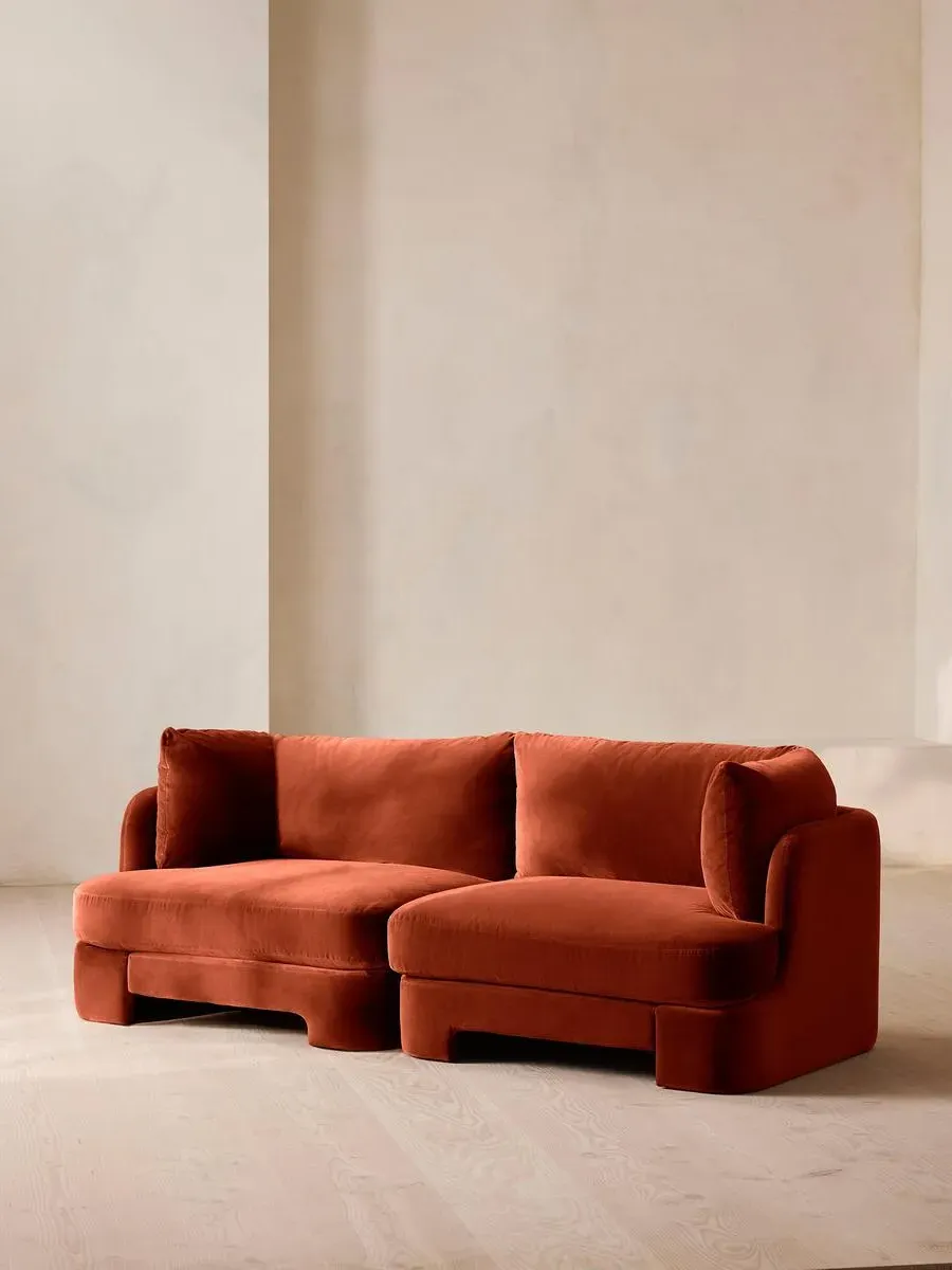 3-Seater Modular Sofa with Deep Sit - Rust, Velvet