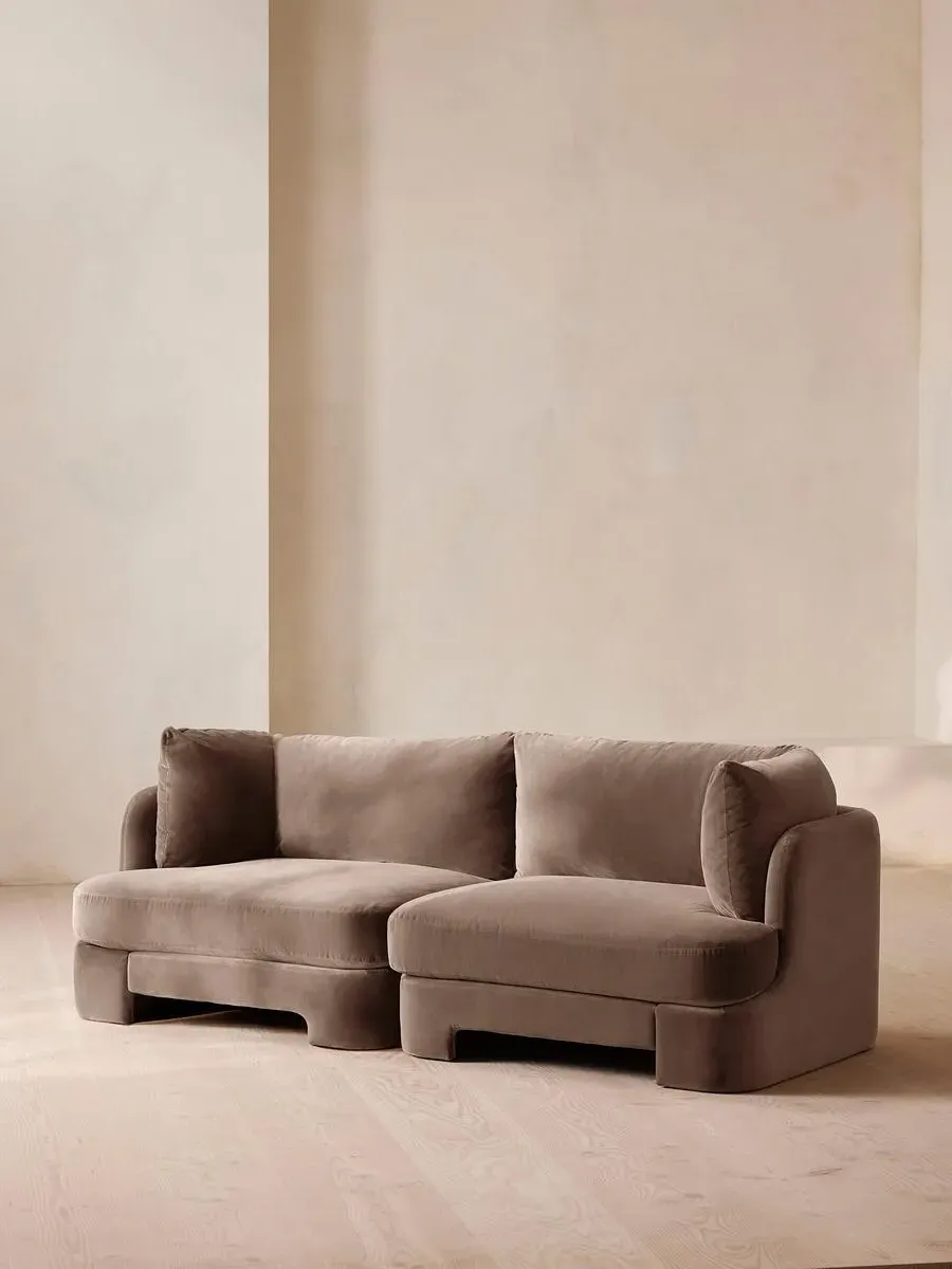 3-Seater Modular Sofa with Deep Sit - Taupe, Velvet