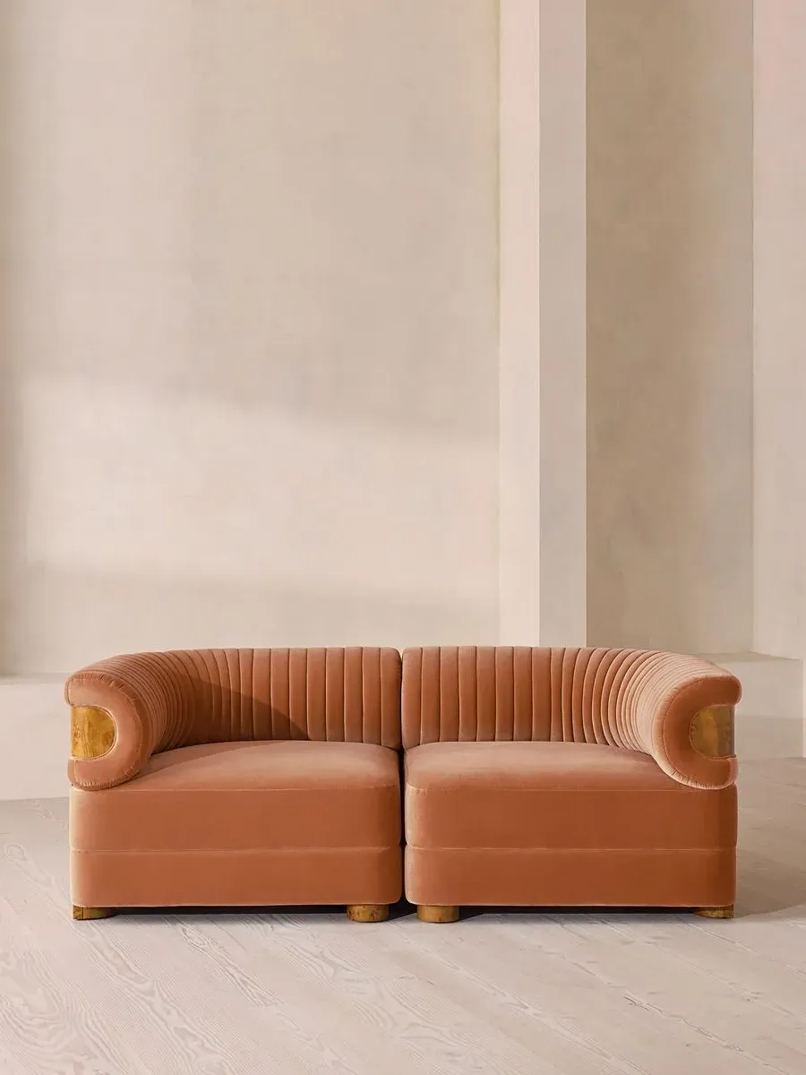 3-Seater Modular Sofa with Fluted Back - Antique Rose, Velvet image