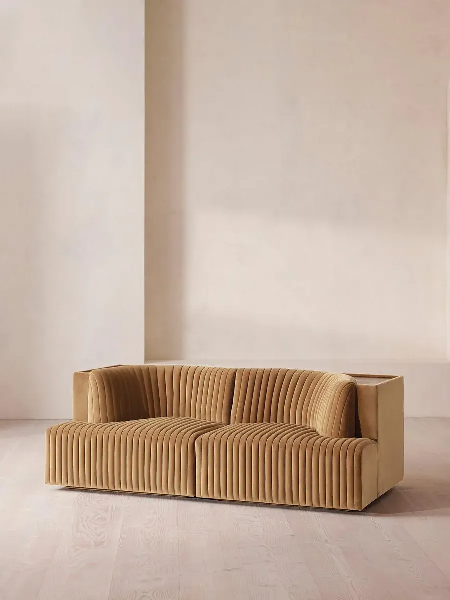 3-Seater Modular Sofa with Shelf - Camel, Velvet image