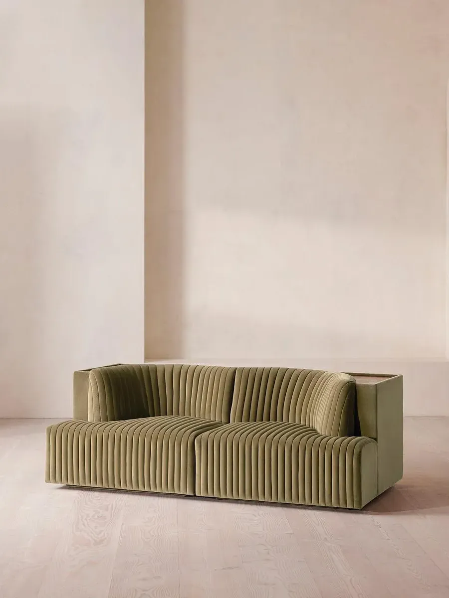 3-Seater Modular Sofa with Shelf - Lichen, Velvet