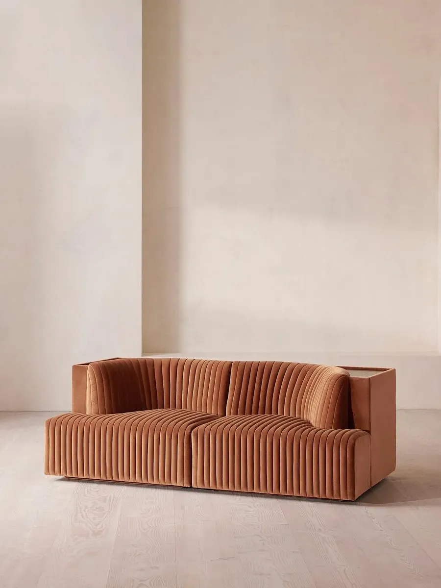3-Seater Modular Sofa with Shelf - Rose, Velvet