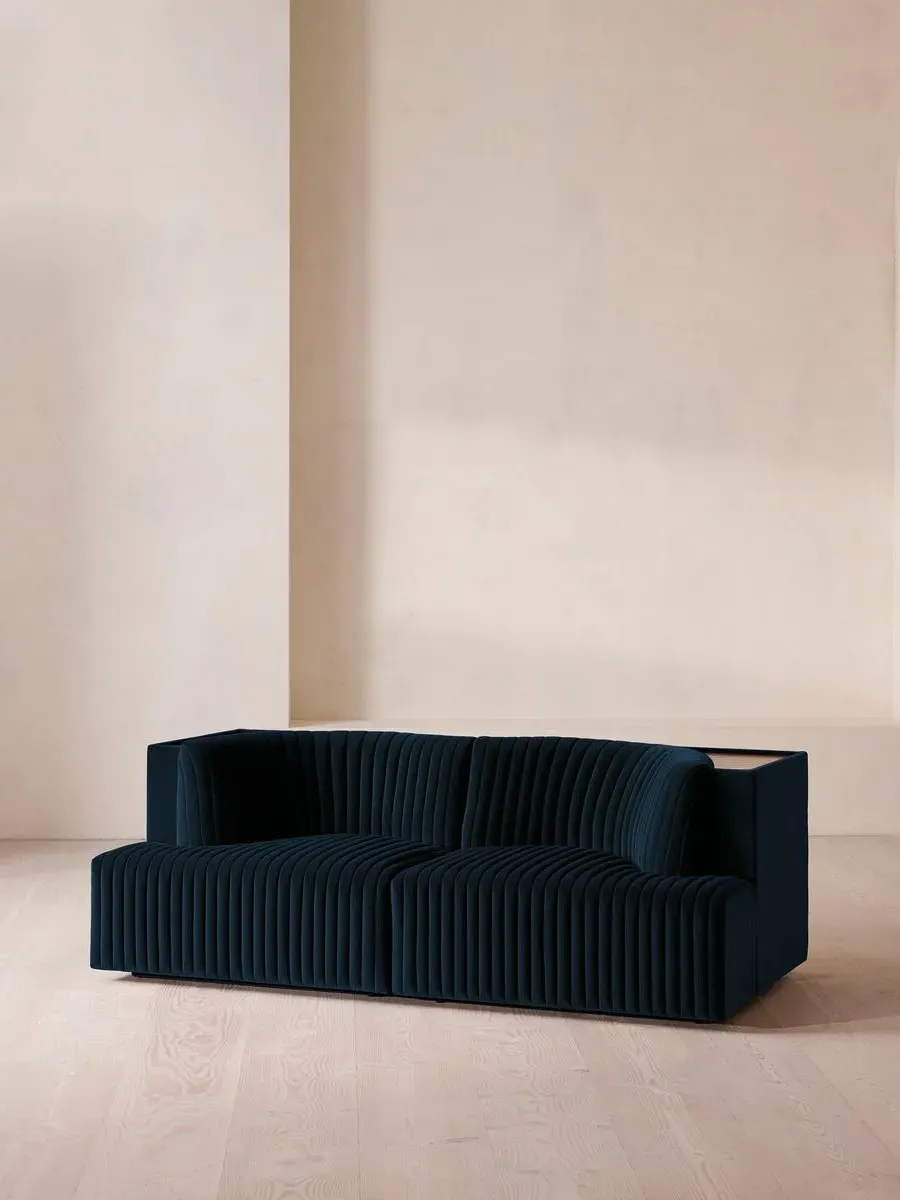 3-Seater Modular Sofa with Shelf - Royal Blue, Velvet