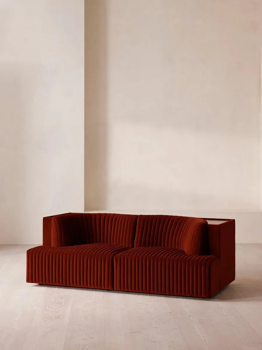 3-Seater Modular Sofa with Shelf - Rust, Velvet