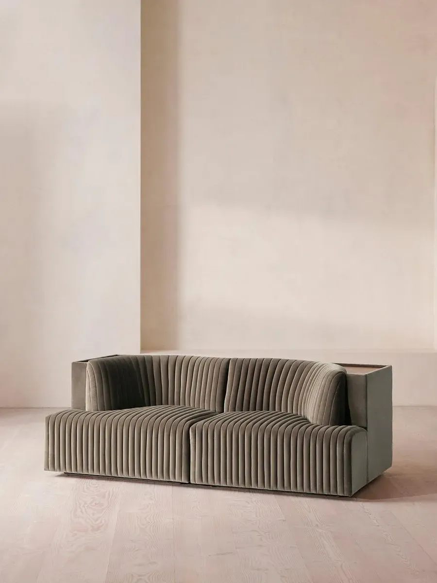 3-Seater Modular Sofa with Shelf - Taupe, Velvet