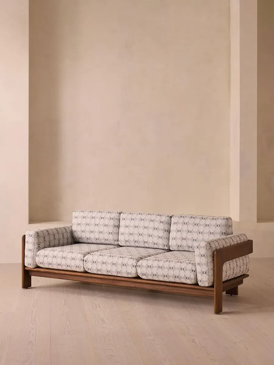 3-Seater Outdoor Sofa Geometric Pattern - Blue image