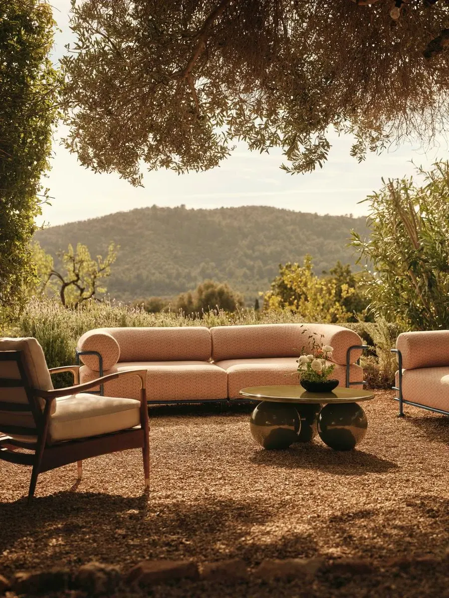 3-Seater Outdoor Sofa Modular - Green, Linen image
