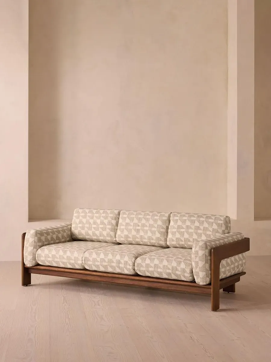 3-Seater Outdoor Sofa with Cushions - Natural, Iroko image