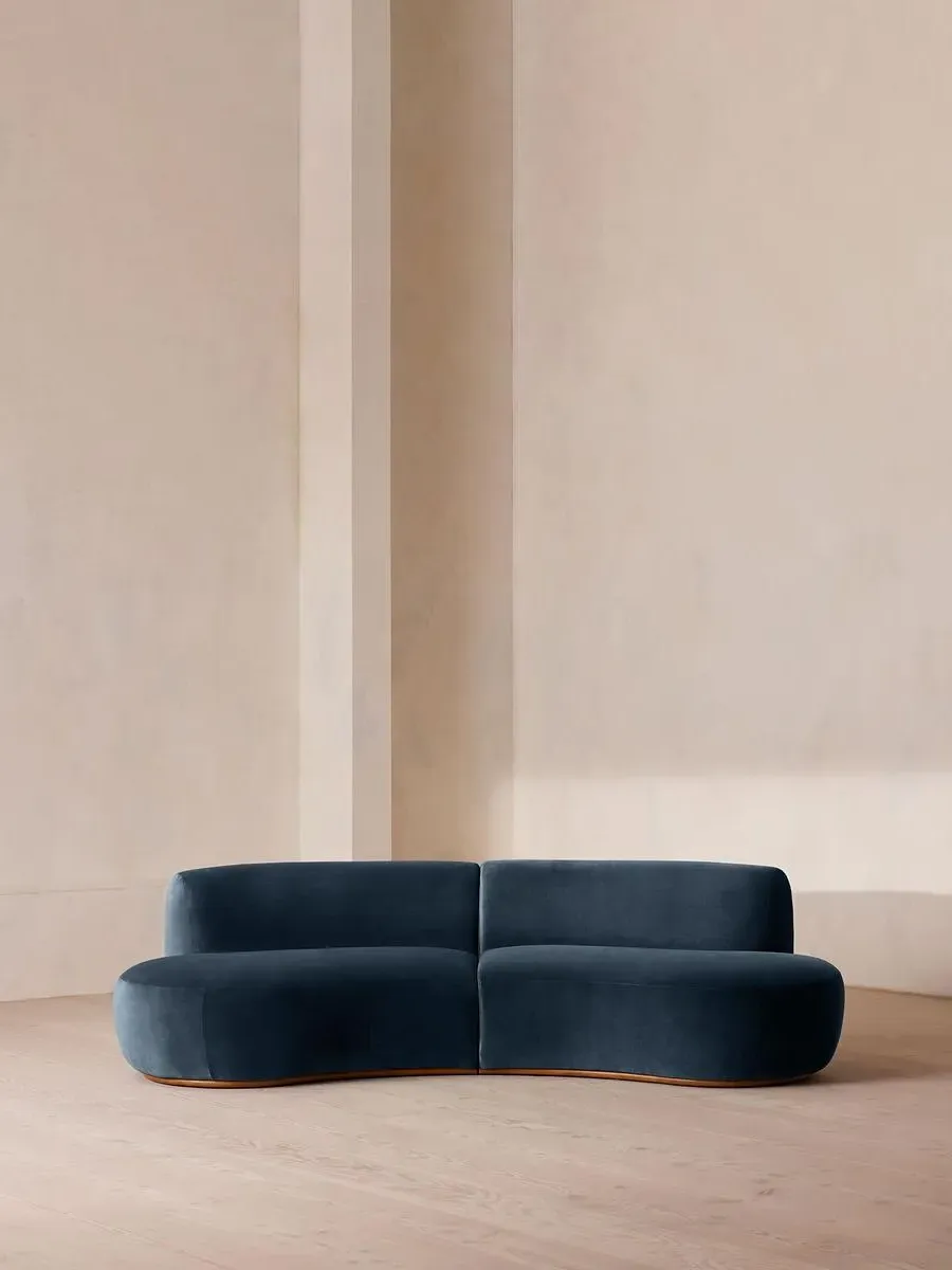 3-Seater Serpentine Modular Sofa - Blue, Velvet image