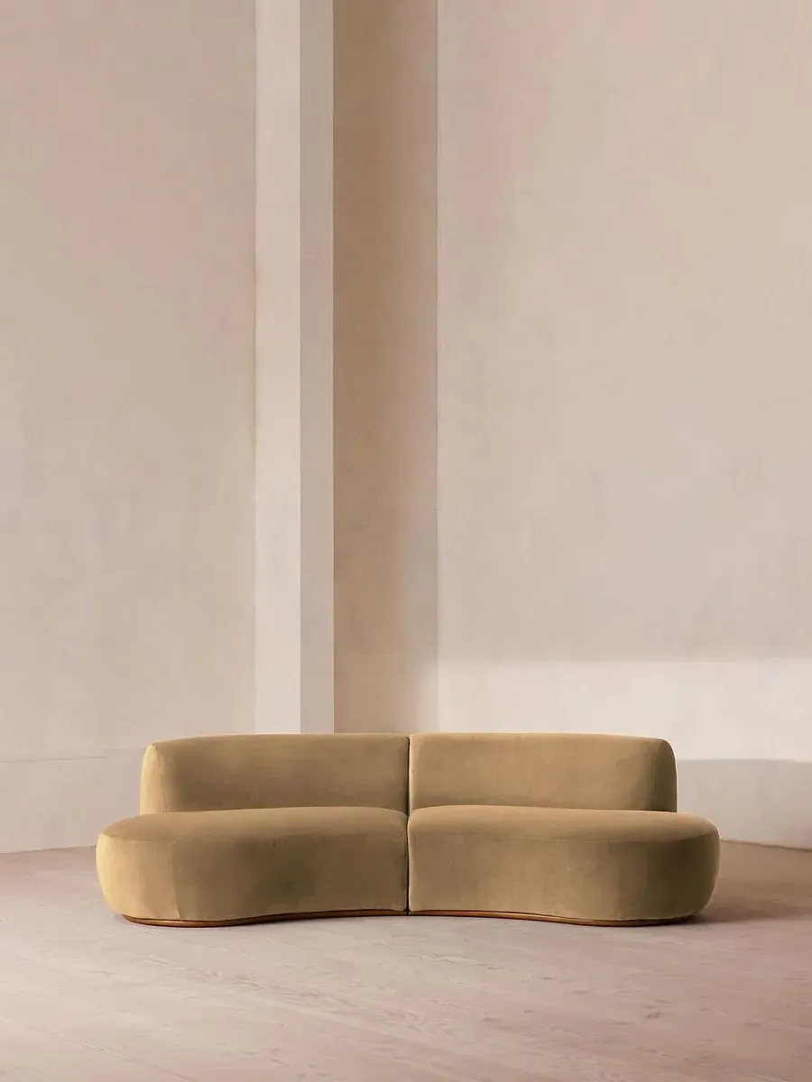 3-Seater Serpentine Modular Sofa - Camel, Velvet