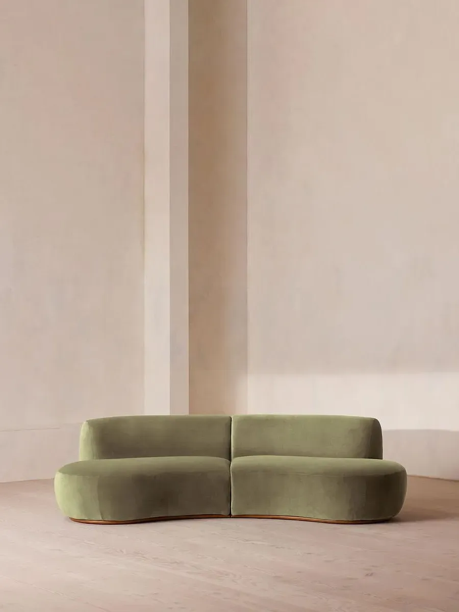 3-Seater Serpentine Modular Sofa - Lichen, Velvet