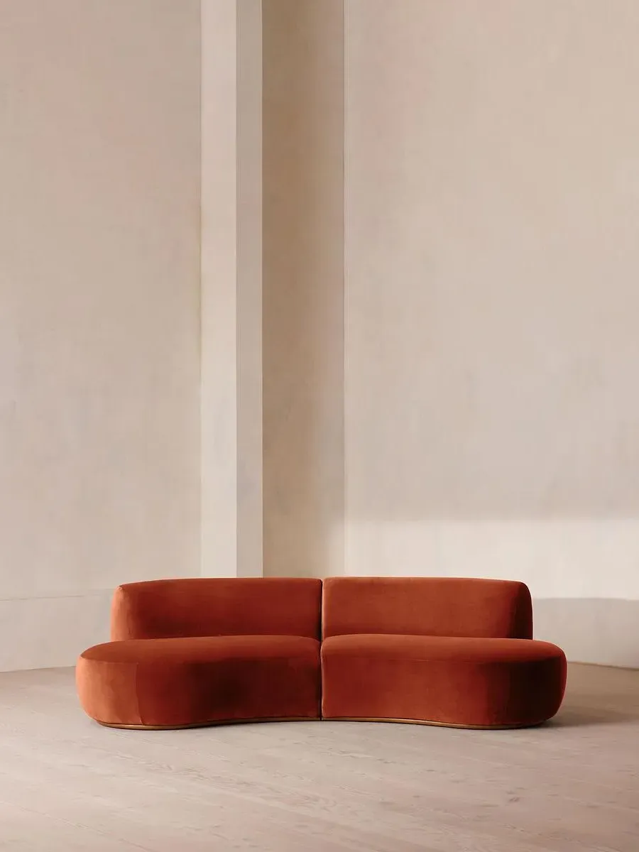 3-Seater Serpentine Modular Sofa - Rust, Velvet