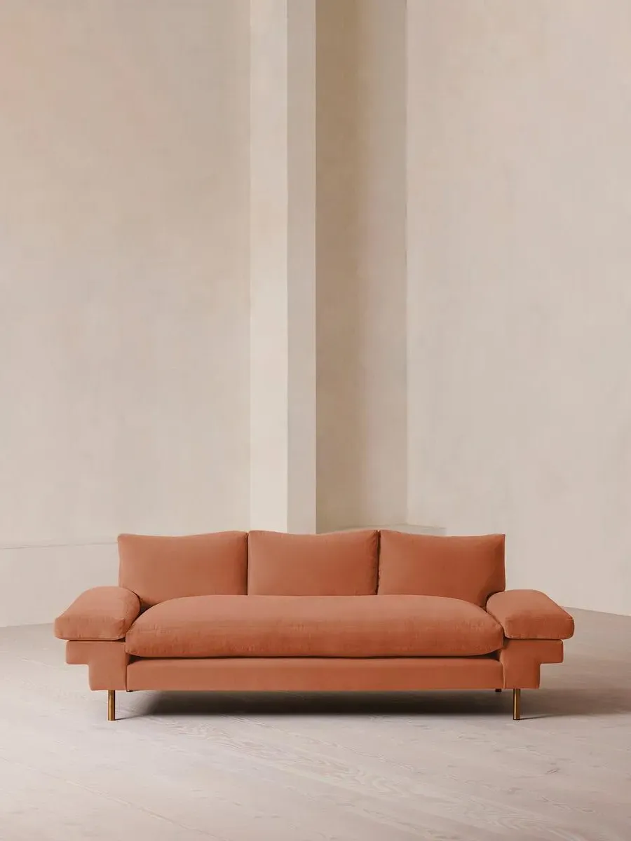 3-Seater Sofa with Brass Legs - Antique Rose, Velvet image