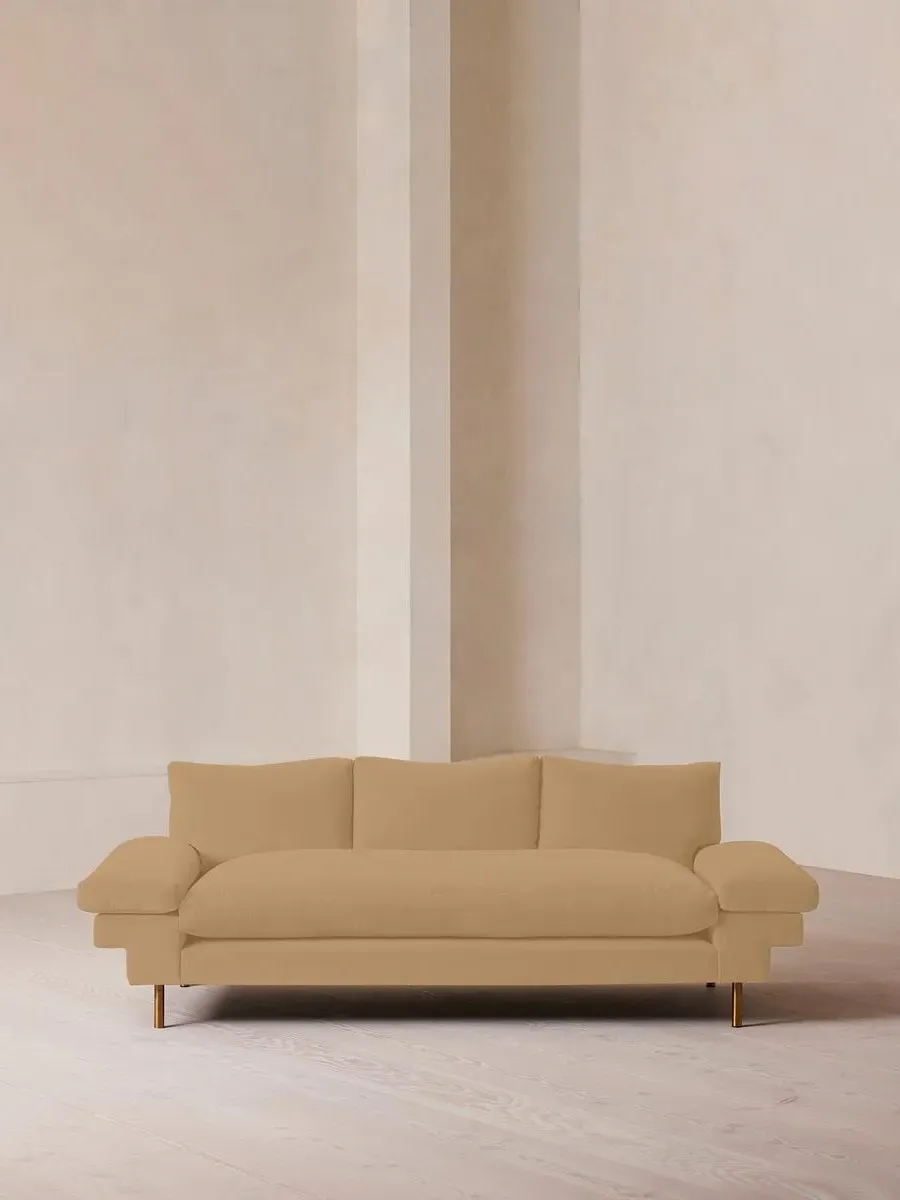 3-Seater Sofa with Brass Legs - Camel, Velvet