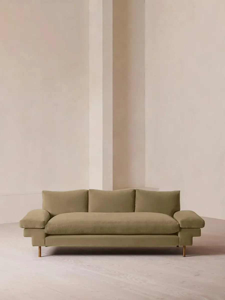 3-Seater Sofa with Brass Legs - Lichen, Velvet