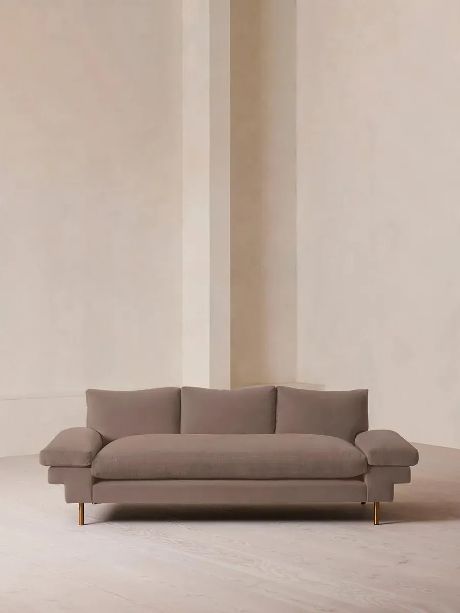 3-Seater Sofa with Brass Legs - Taupe, Velvet
