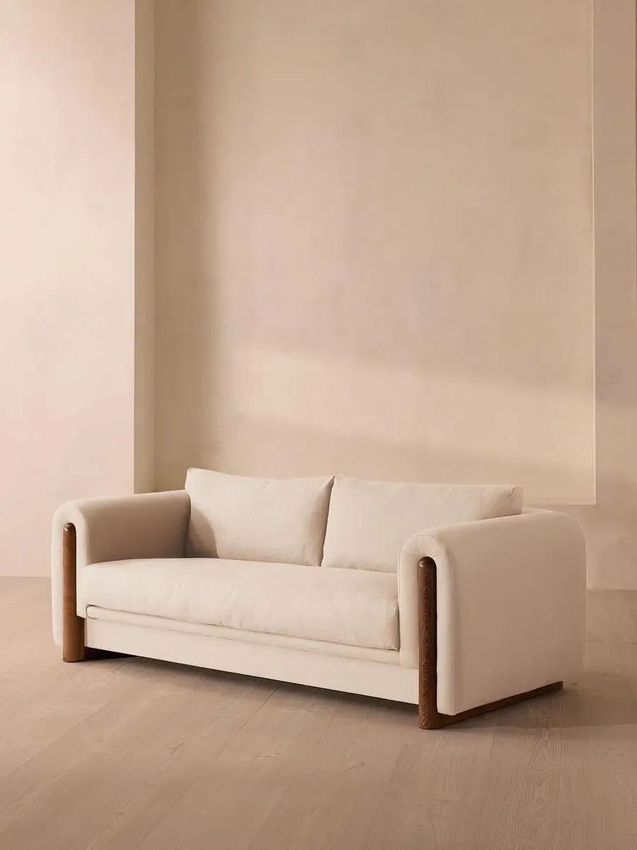 3-Seater Sofa with Curved Arms - Bisque, Linen
