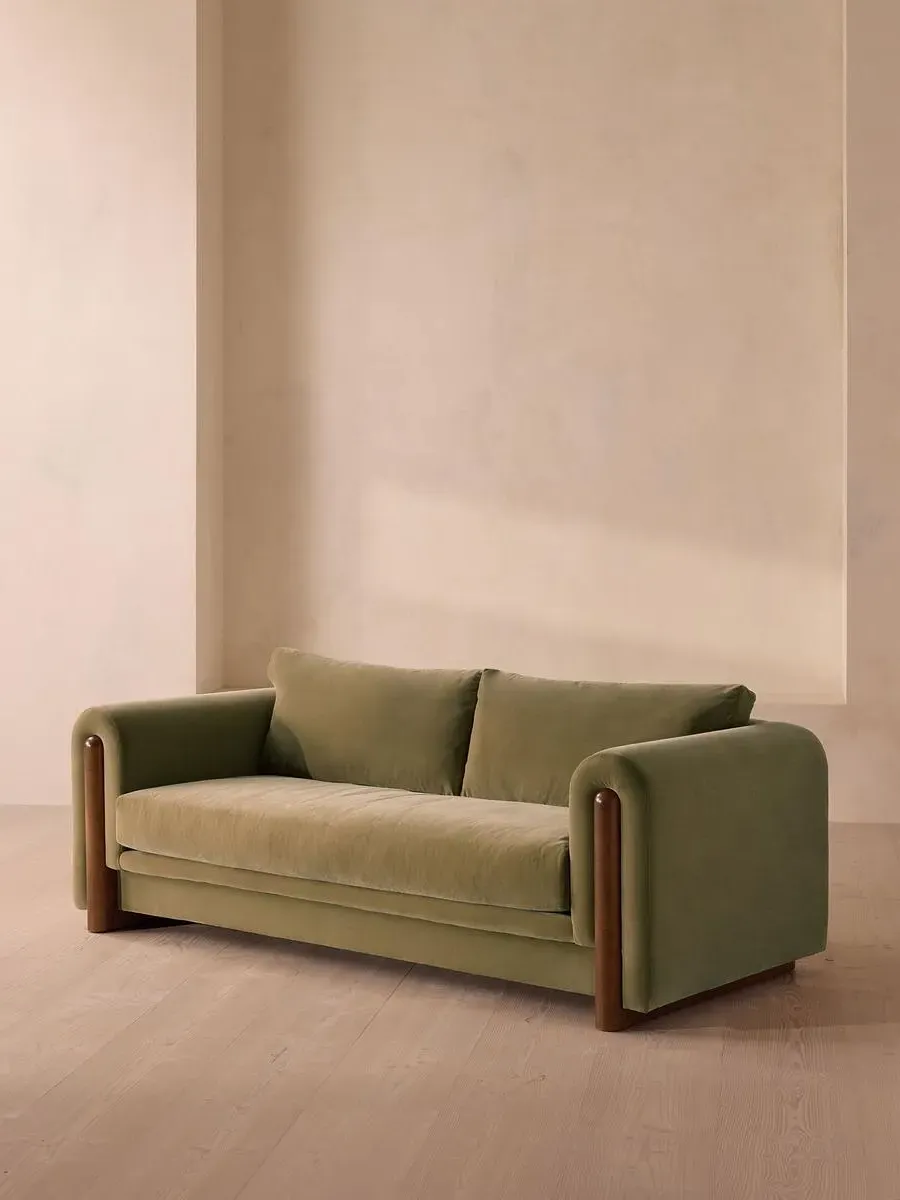 3-Seater Sofa with Curved Arms - Lichen, Velvet