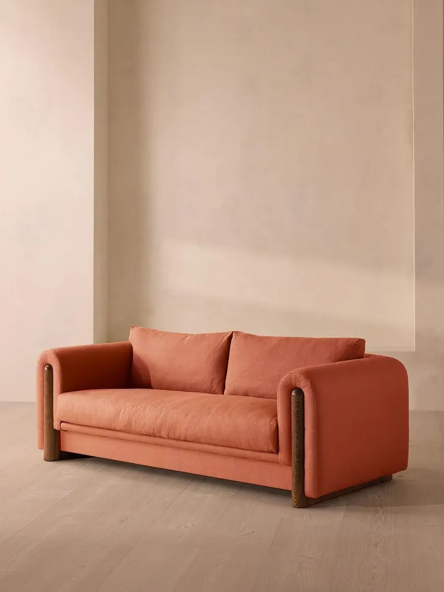 3-Seater Sofa with Curved Arms - Rose, Linen