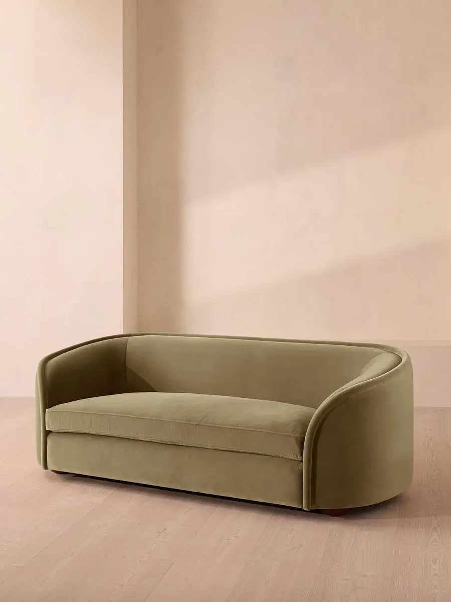 3-Seater Sofa with Curved Back - Lichen, Velvet