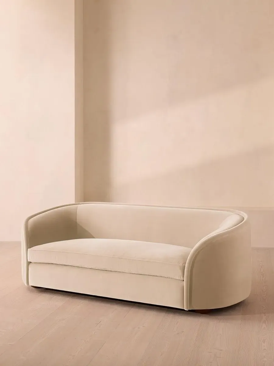 3-Seater Sofa with Curved Back - Porcelain, Velvet