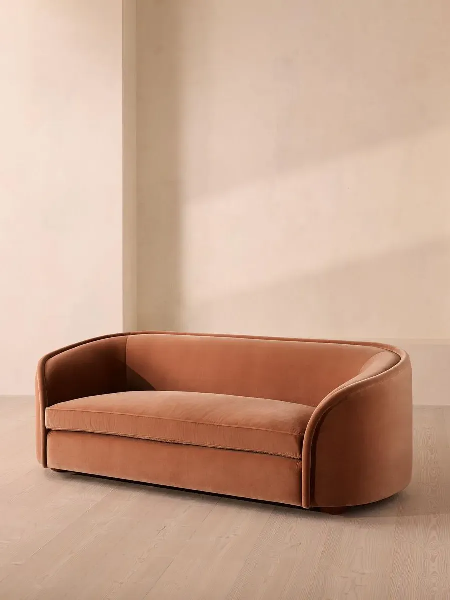 3-Seater Sofa with Curved Back - Rose, Velvet
