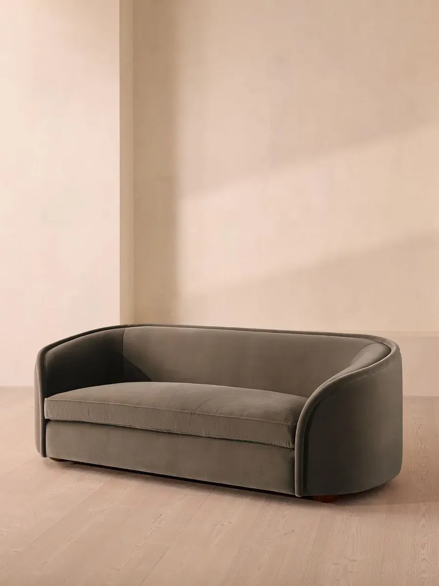 3-Seater Sofa with Curved Back - Taupe, Velvet