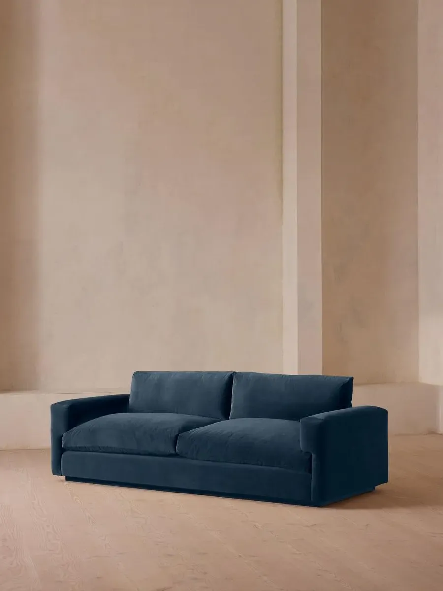 3-Seater Sofa with Deep Seat - Blue, Velvet