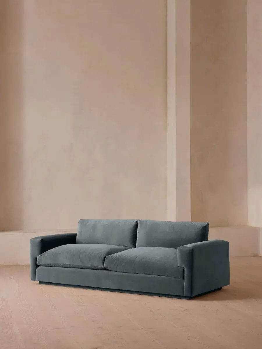 3-Seater Sofa with Deep Seat - Blue, Velvet image