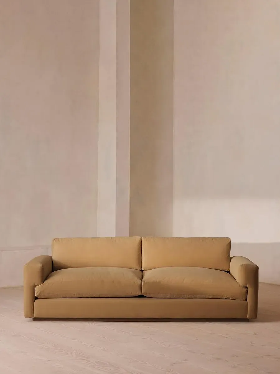 3-Seater Sofa with Deep Seat - Camel, Velvet