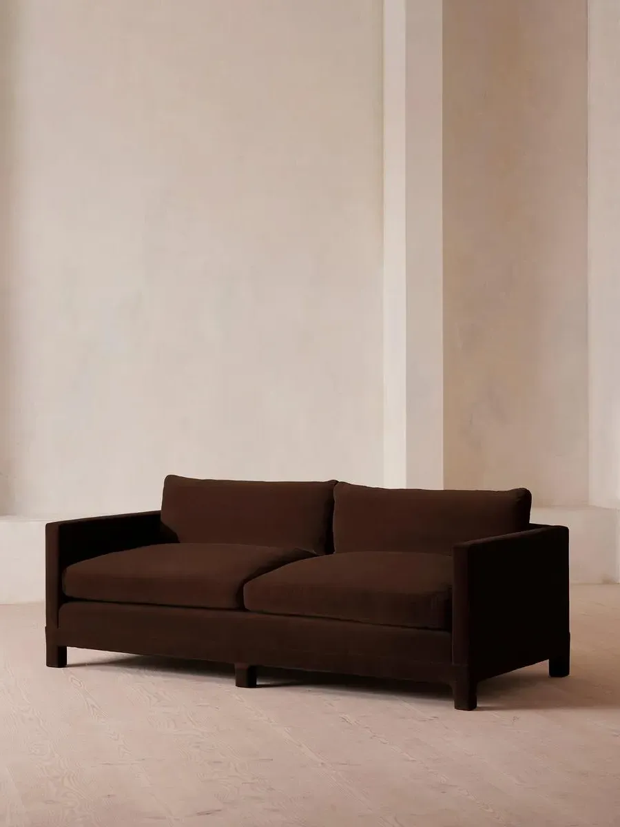 3-Seater Sofa with Deep Seat - Chocolate, Velvet